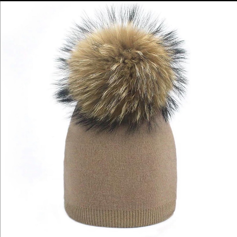 Real raccoon fur kids hat